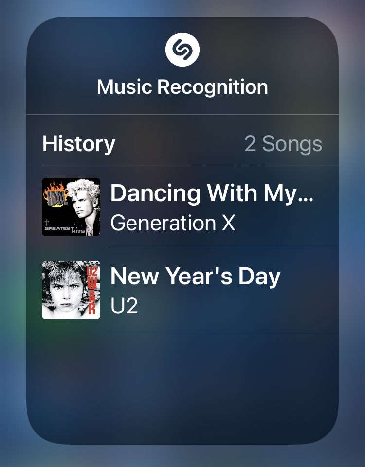 See all Shazam song list history iPhone Control Center 2