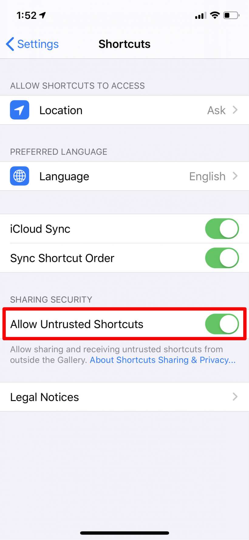 How to download untrusted shortcuts on iPhone and iPad.