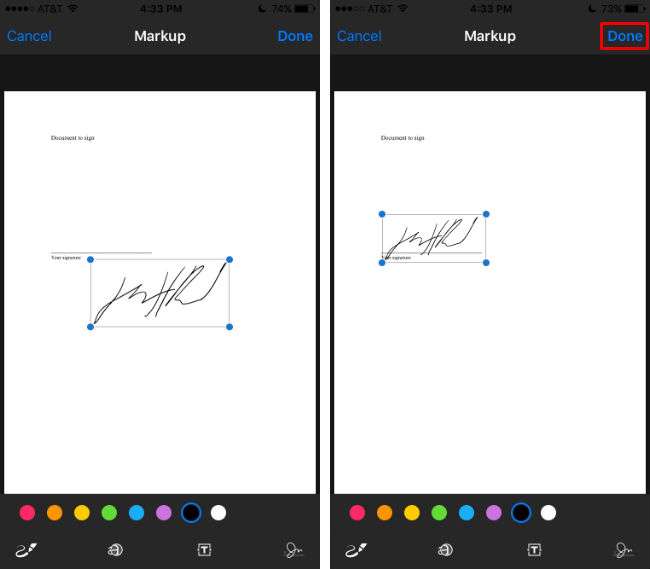 How to add a signature to a document from iPhone.