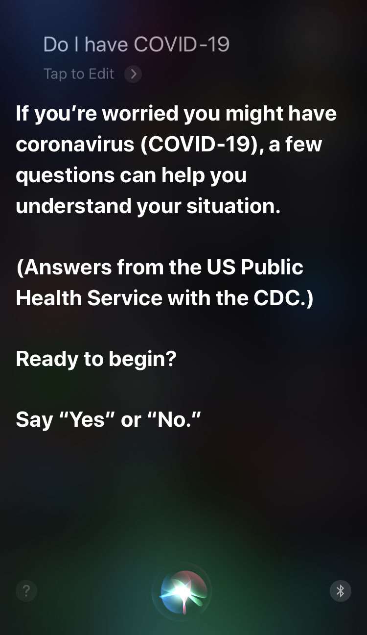 Siri Coronavirus information