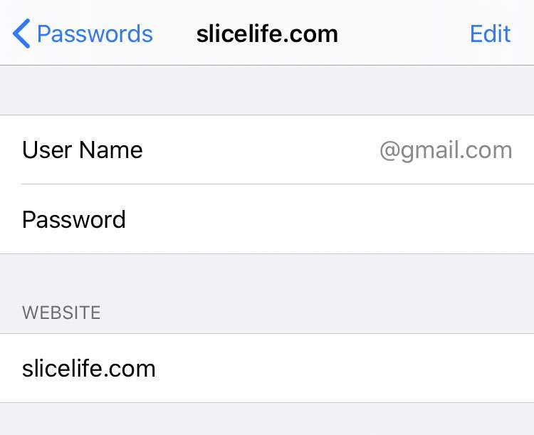 Safari password for website