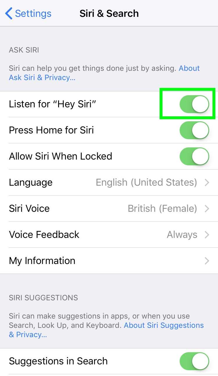 Siri iOS Settings 2