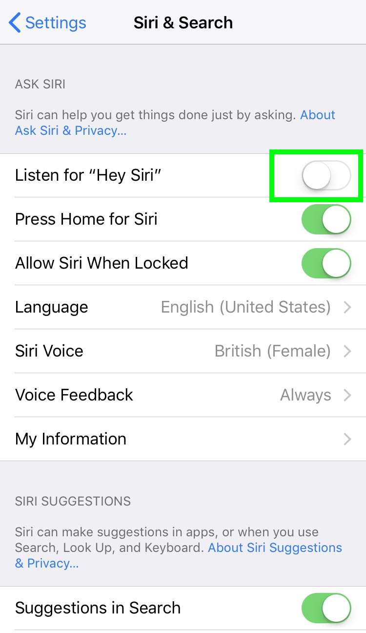 Siri iOS Settings 3