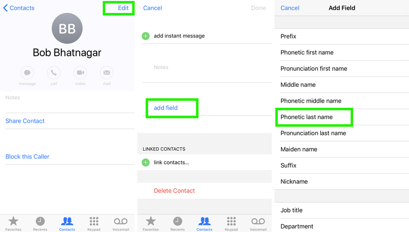 iOS Contacts Phonetic name iOS Contacts phonetic name