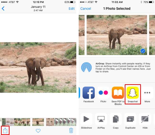 How to use photos from your camera roll in Snapchat.