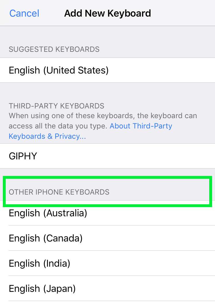 Add keyboard multiple languages iPhone