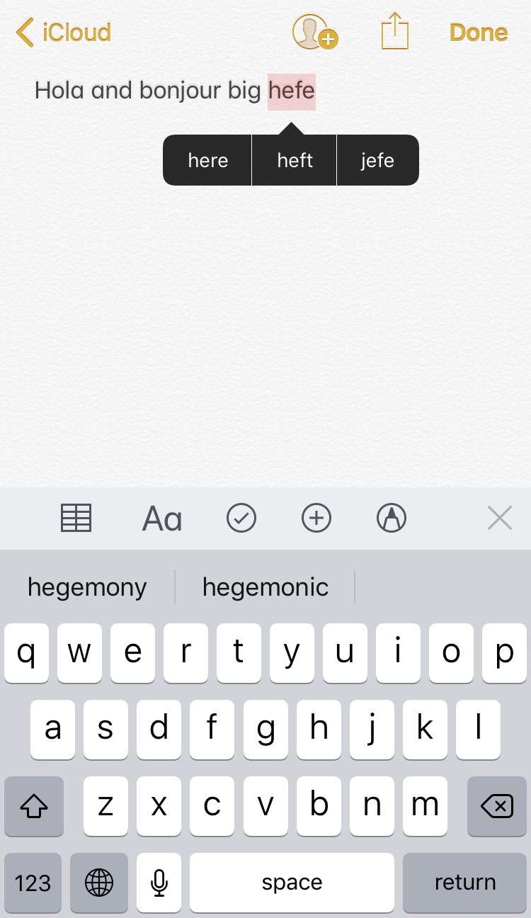 iOS spell check Notes app iPhone