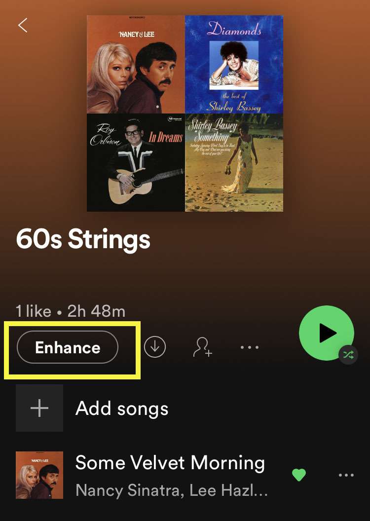 Spotify enhance button