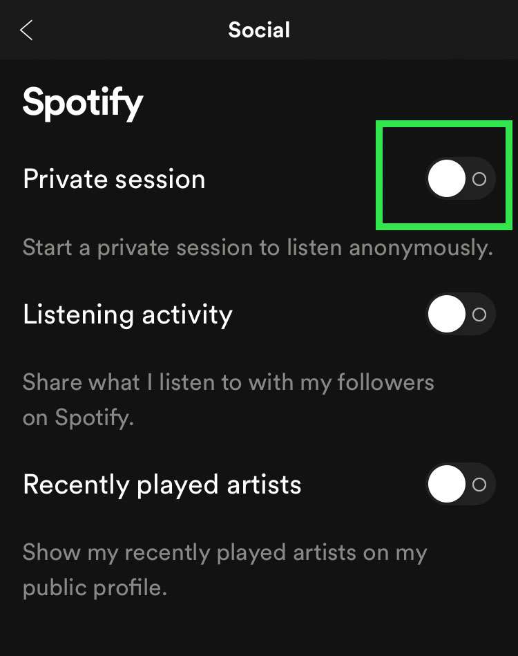 Spotify private listening session 3