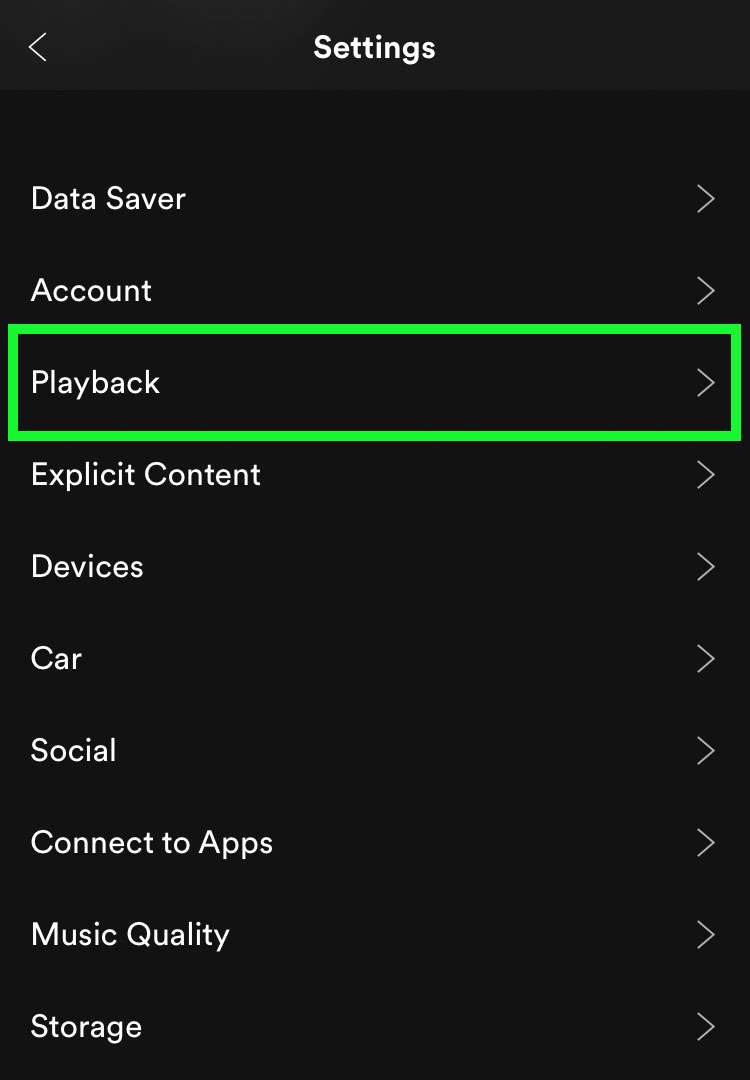 Spotify Playback settings Spotify Playback settings