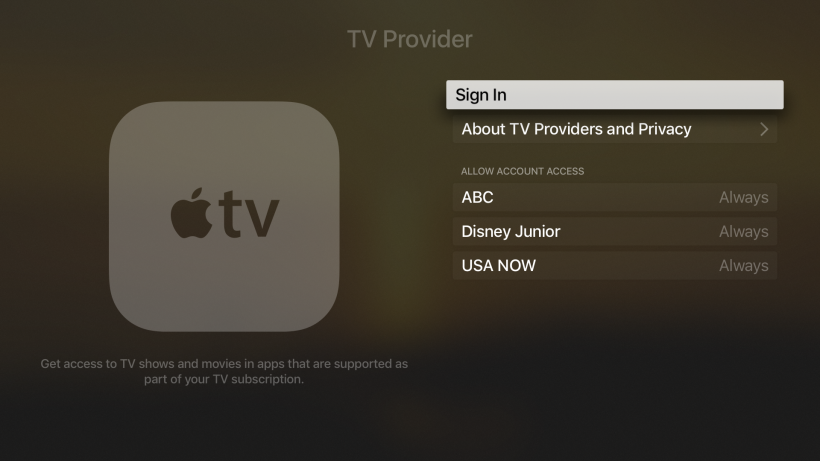 Single Sign-On Apple tvOS