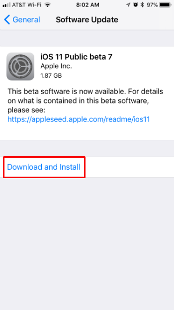How to fix a stalled iOS Public beta install.