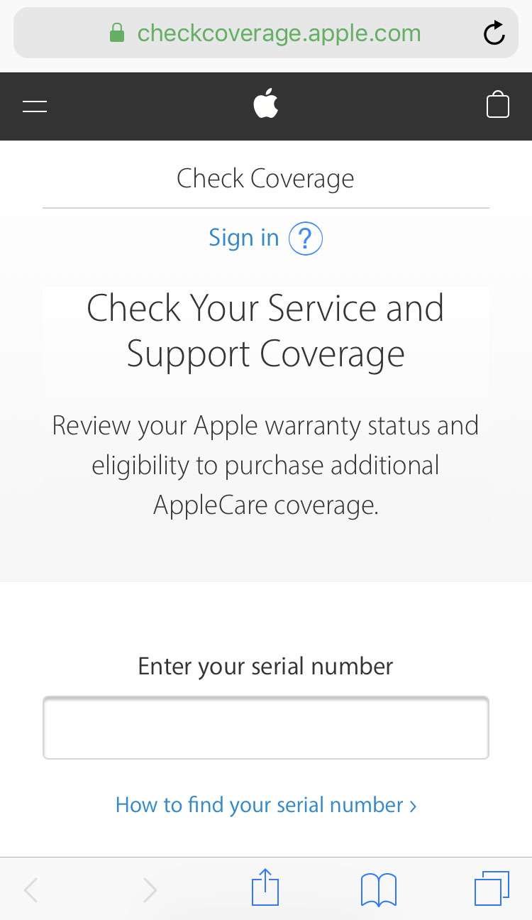 iPhone AppleCare status 1