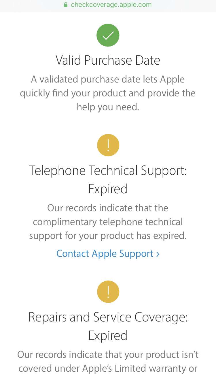 iPhone AppleCare status 4 iPhone AppleCare status 4