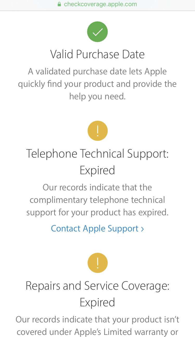 iPhone AppleCare status 4