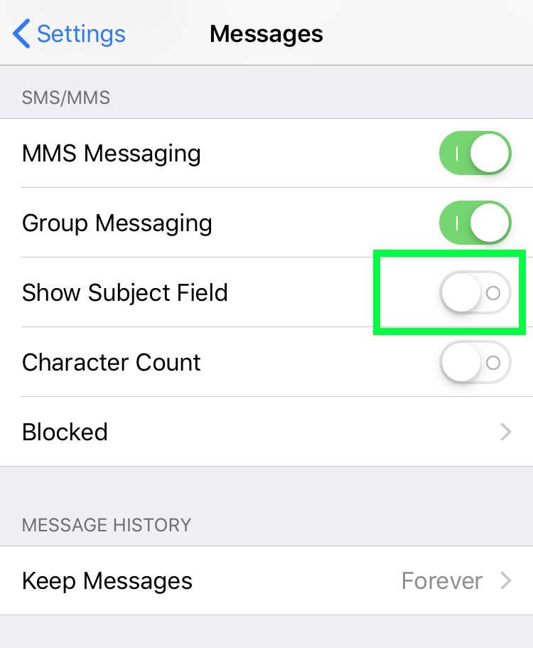 Show subject field iOS Show subject field iOS