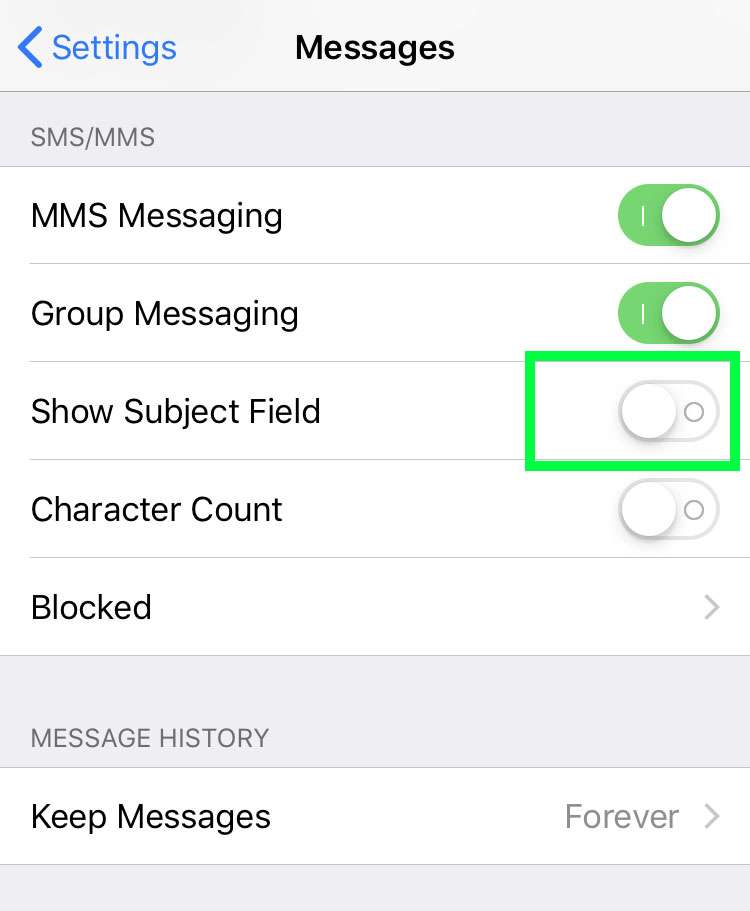 Show subject field iOS