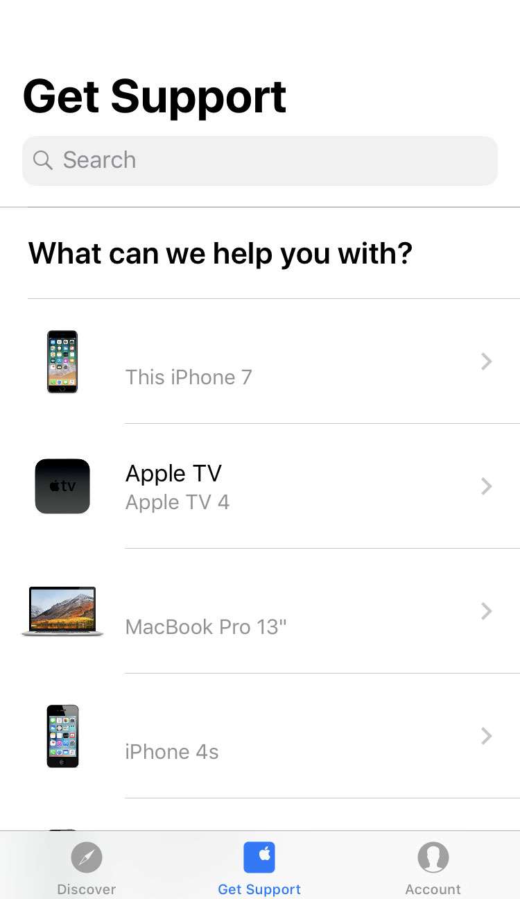 Apple Support app 3 iPhone iOS