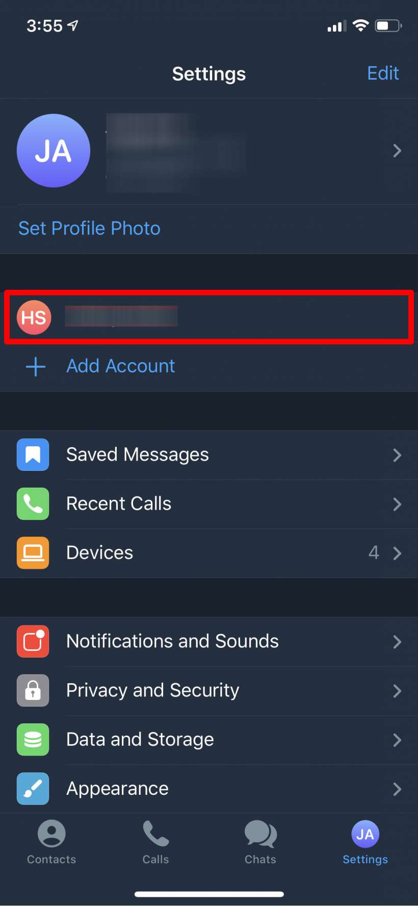How to start a second Telegram account on iPhone and iPad.