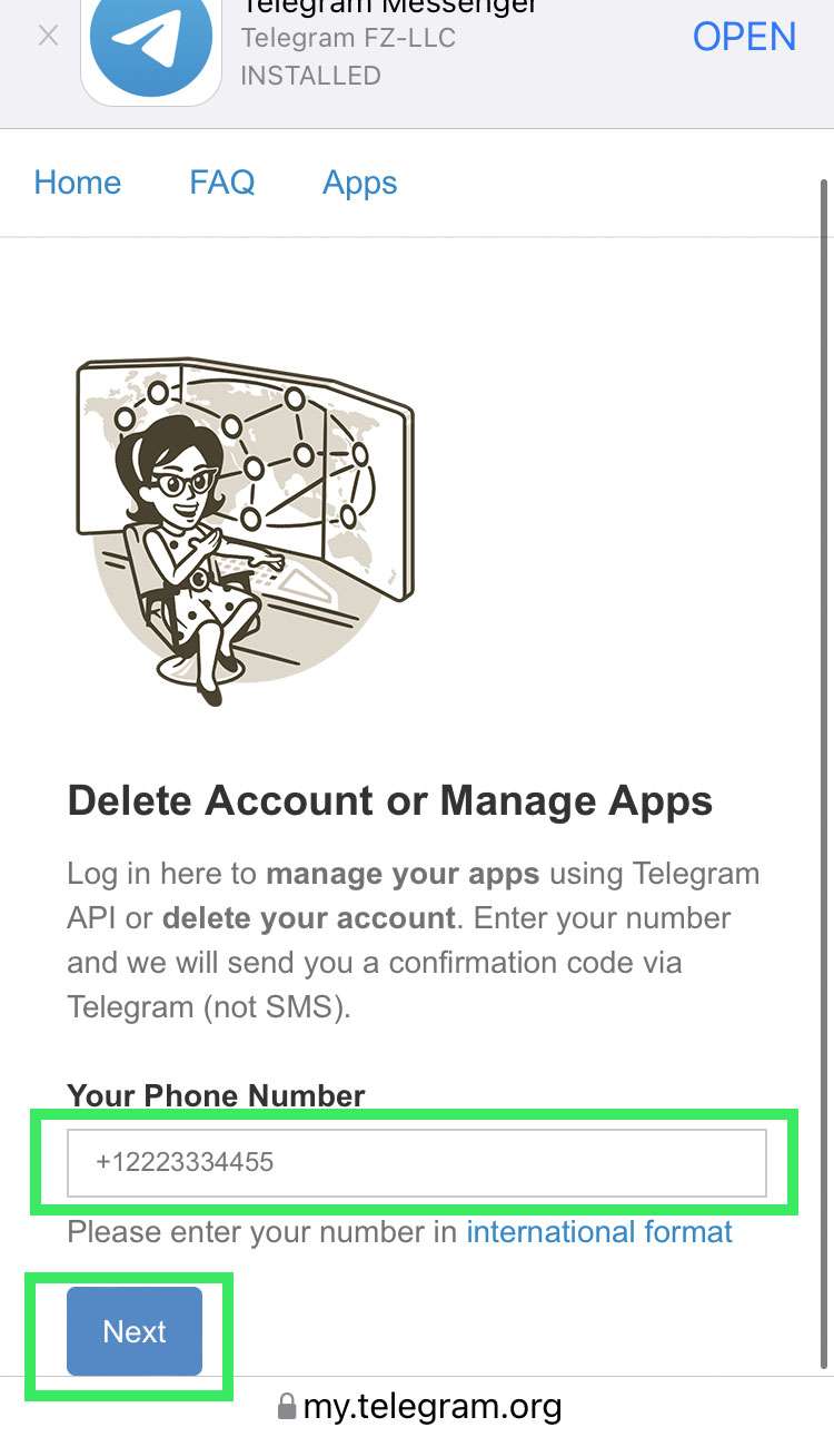 Delete Telegram account 5