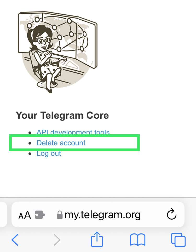 Delete Telegram account 8