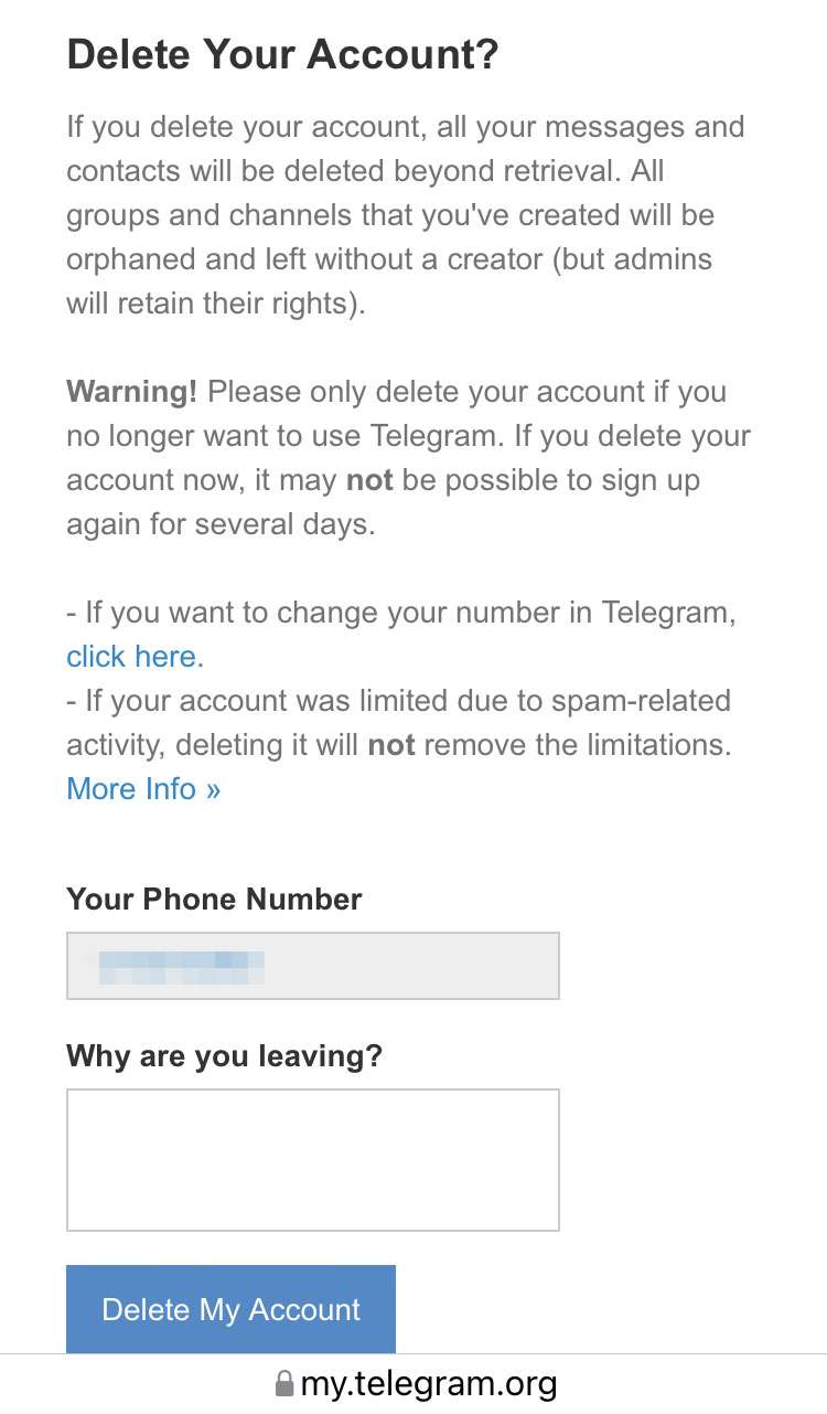 Delete Telegram account 9