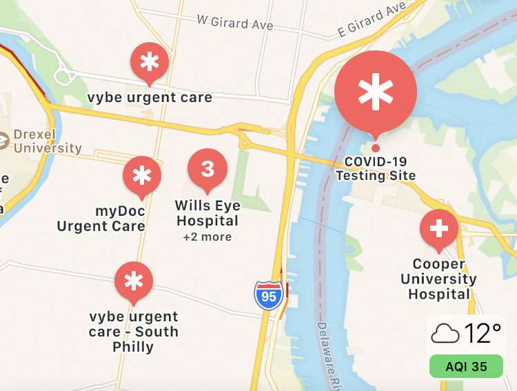 Apple Maps COVID-19 testing