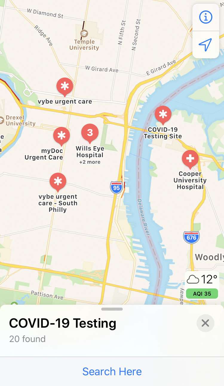 Apple Maps COVID-19 testing 3