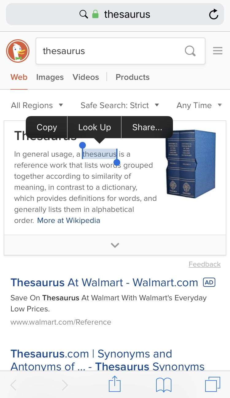 iOS Look Up Dictionary