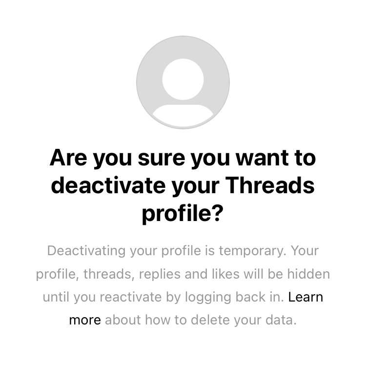 Threads deactivate account