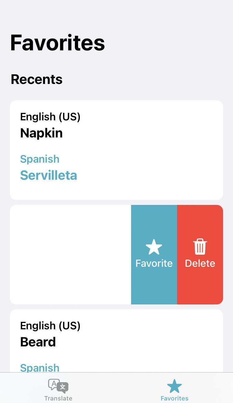 Translate delete iOS Translate delete iOS