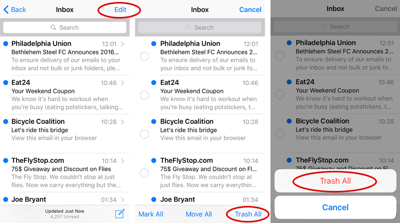 iOS Mail Trash All