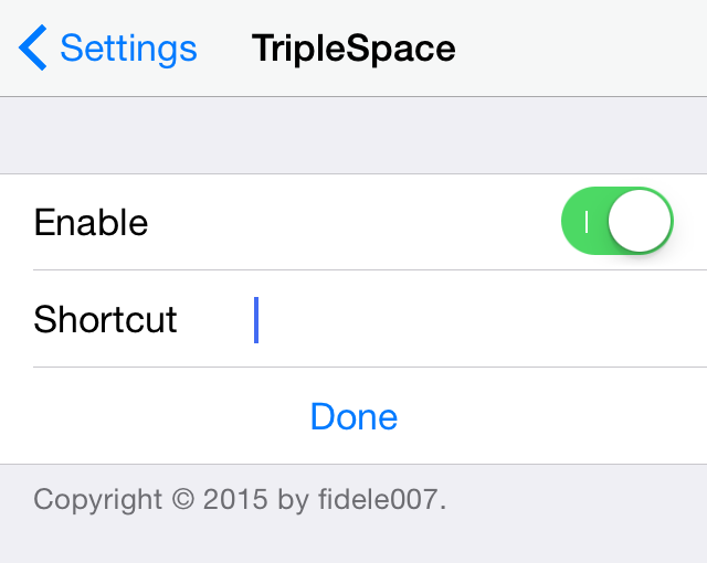 TripleSpace shortcut iOS