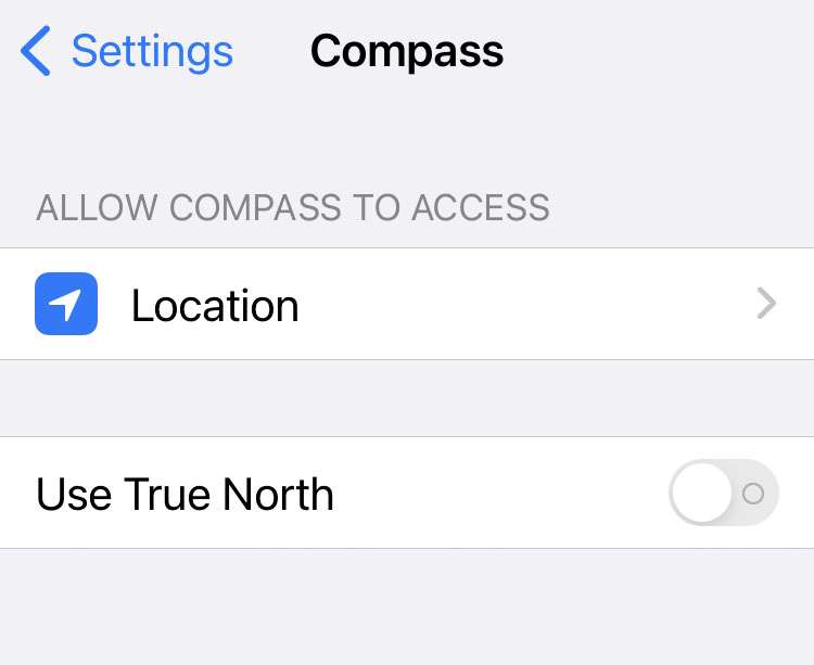 Compass settings iPhone