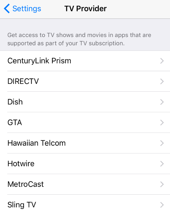 TV Providers iOS 10.2