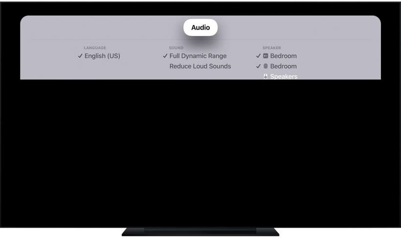 Apple TV Audio Menu Apple TV Audio Menu