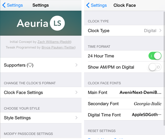 Aeuria LS settings