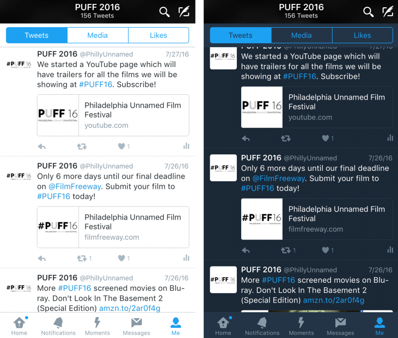 twitter adds night mode