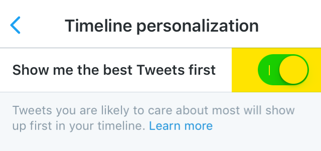 Turn off Twitter timeline personalization Turn off Twitter timeline personalization