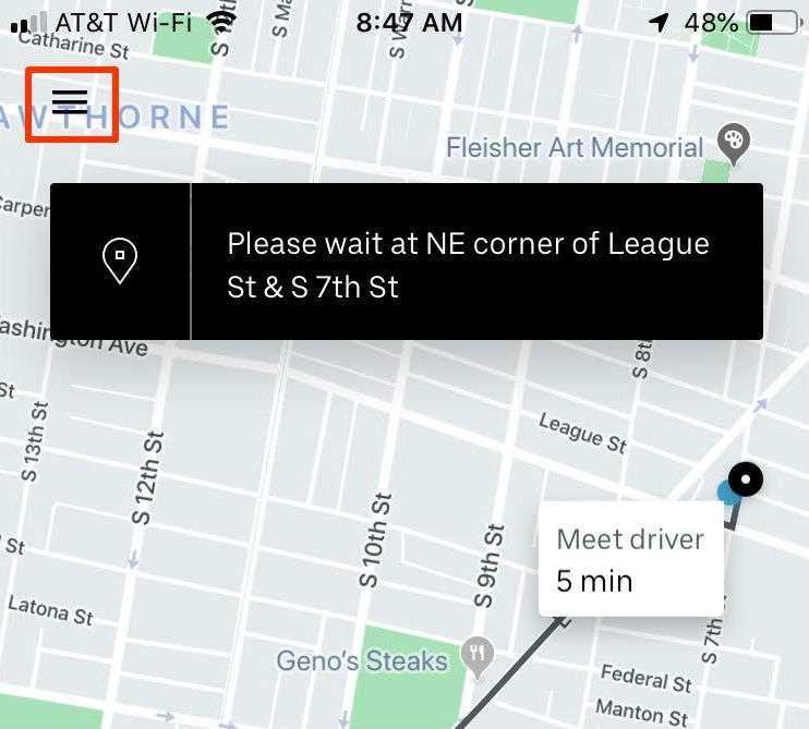 Step 2: Tap 3 Lines Uber Map