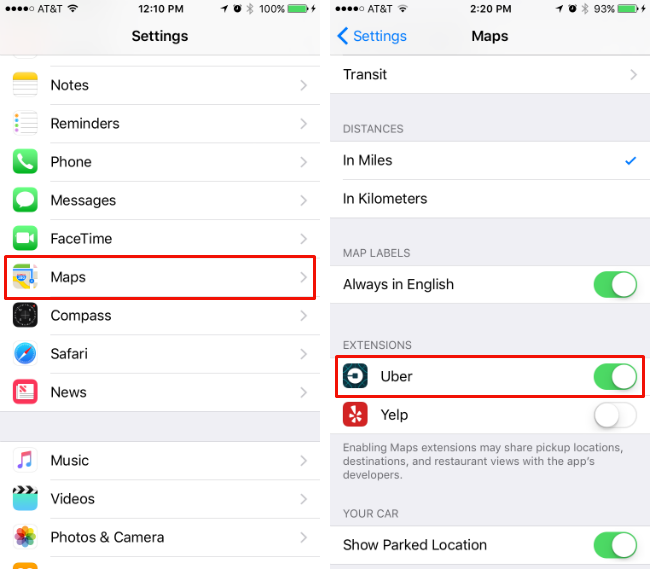 How to use Uber with iOS Maps extensions.