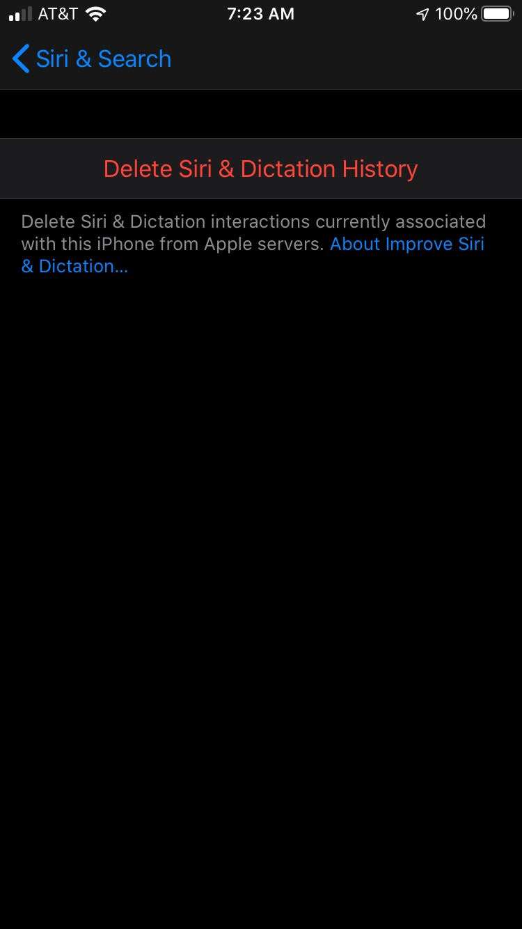 Delete Siri and Dictation History