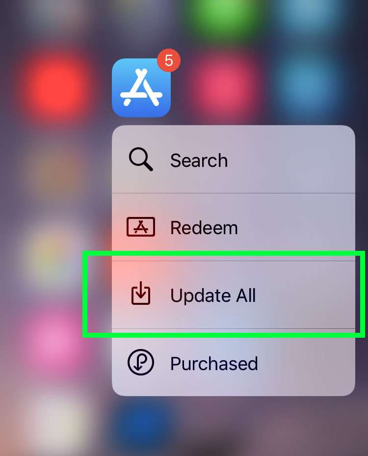 App Store update 3D Touch shortcut