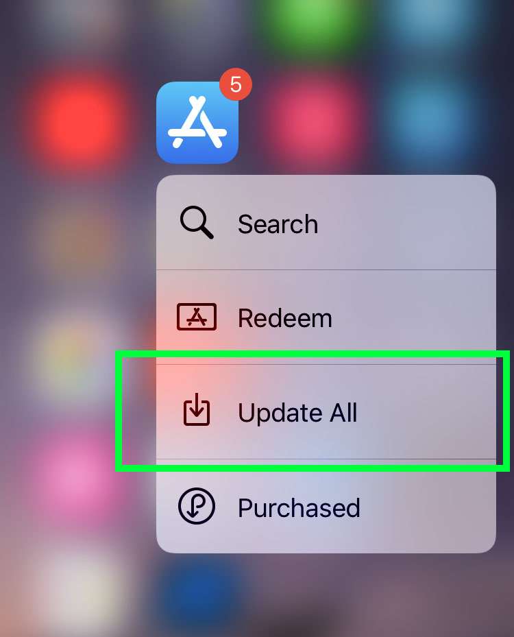 App Store update 3D Touch shortcut App Store update 3D Touch shortcut