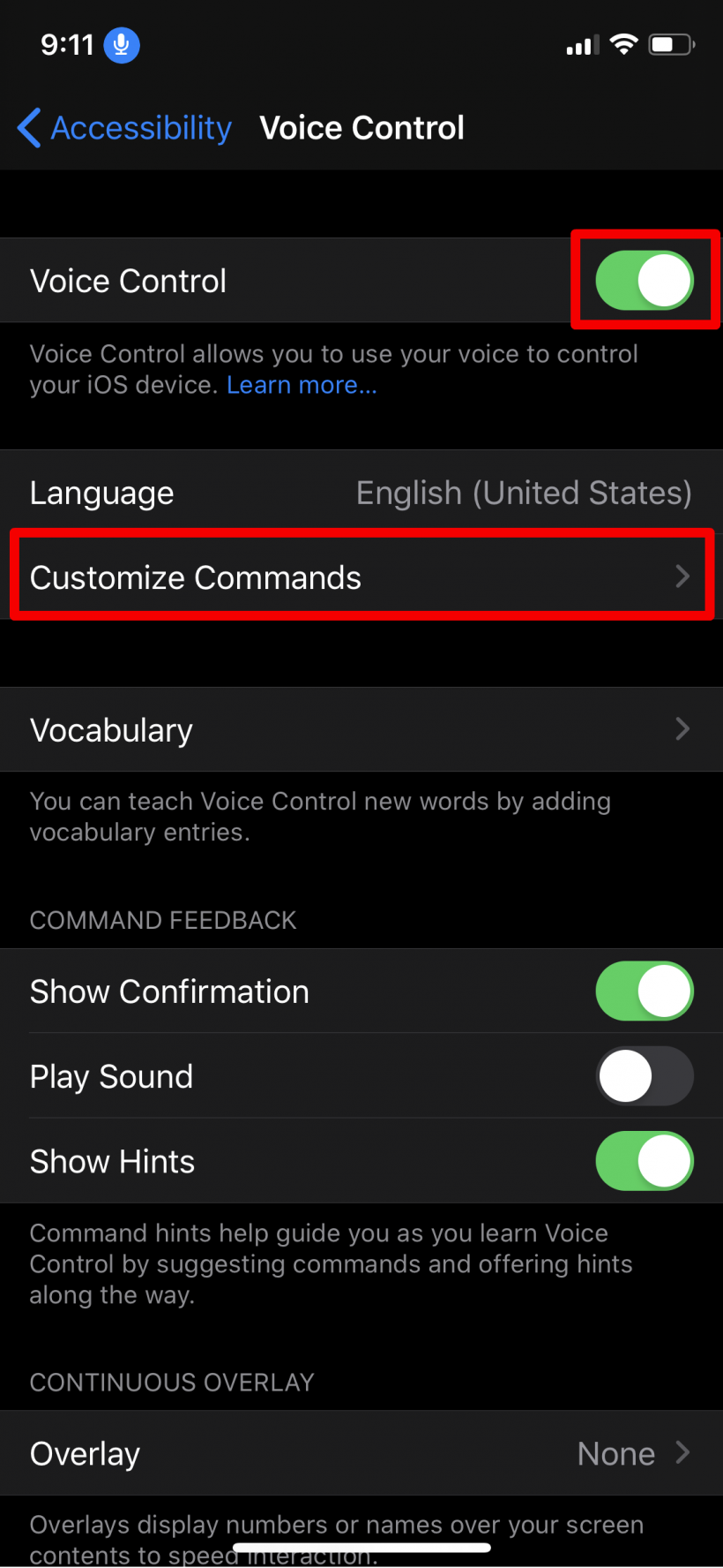 How to create custom voice commands for Voice Control accessibility on iPhone and iPad.