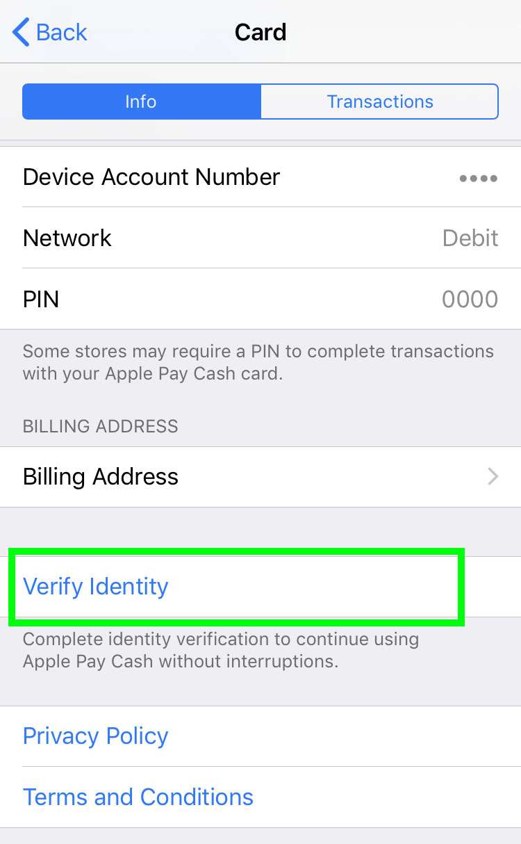 Apple Pay Cash identity verification iPhone