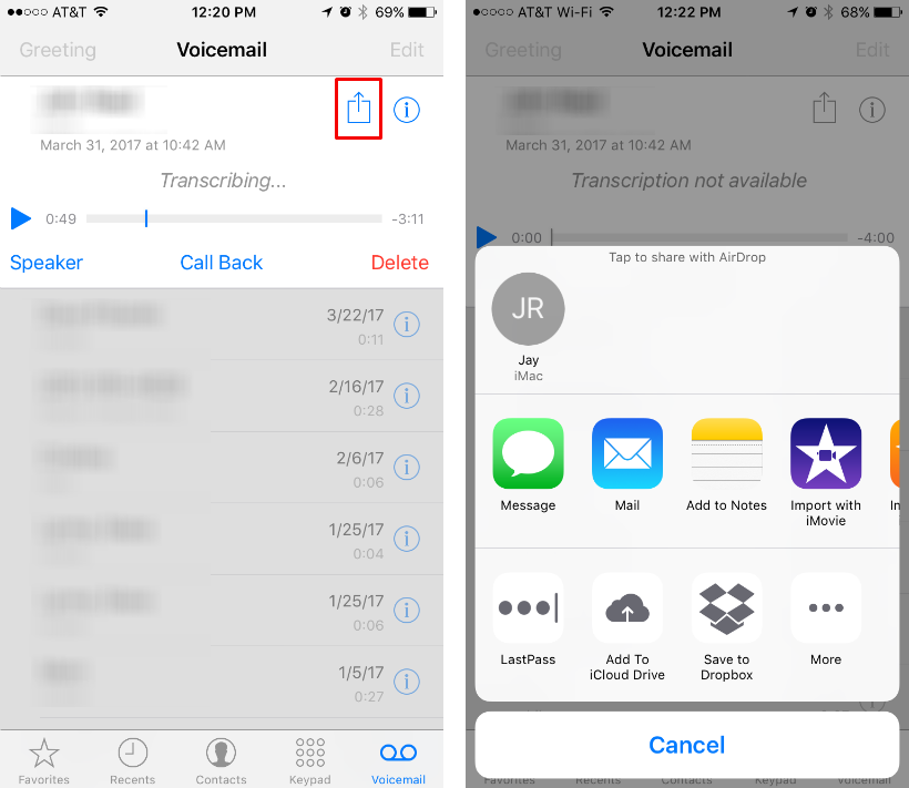 How to transfer a voicemail from your iPhone to your computer.