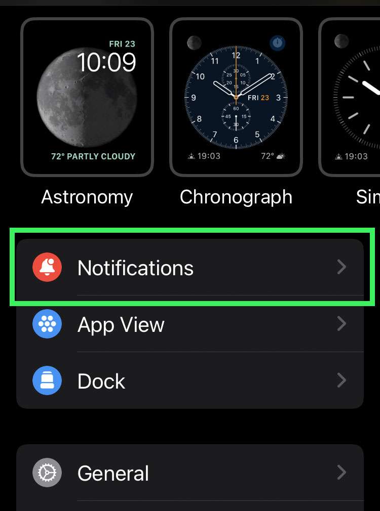 Watch app notifications settings 1