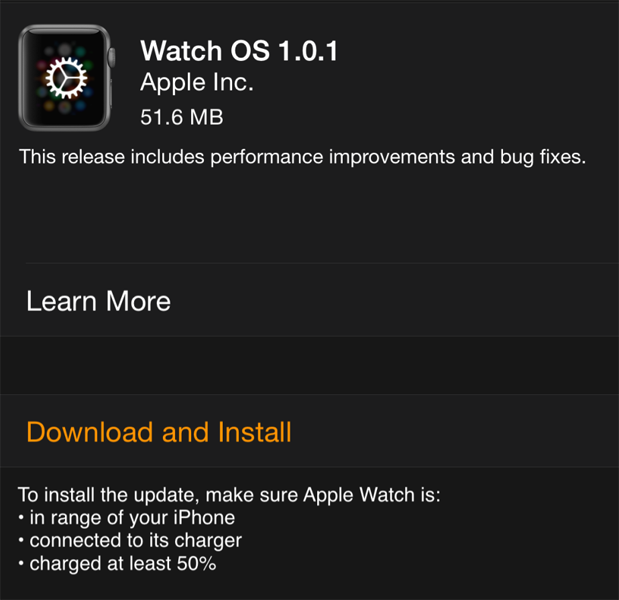 update Apple Watch software