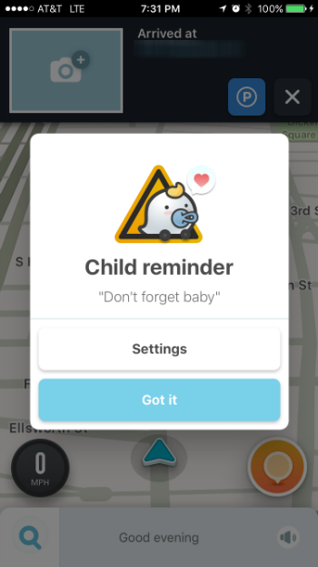 How to use the child reminder in Waze.